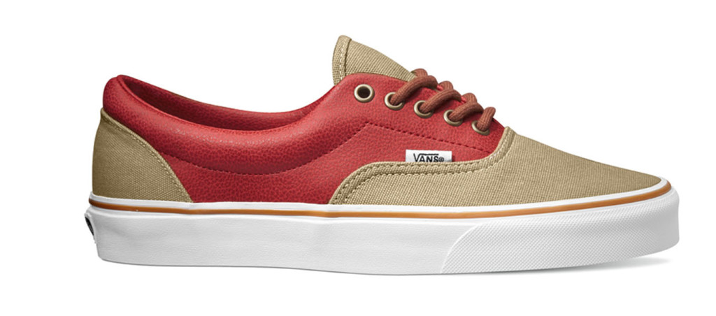 Era Leather Quarter Khaki:Red chassures skate vans